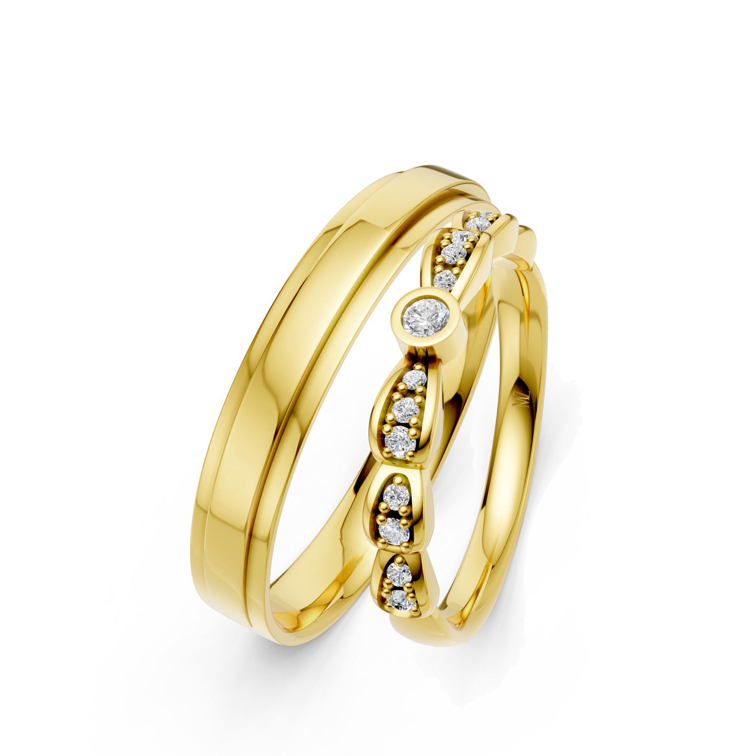 Cặp Nhẫn Cưới 10K CZ We Do-Solid Band Cặp Nhẫn Cưới 10K CZ We Do-Solid Band