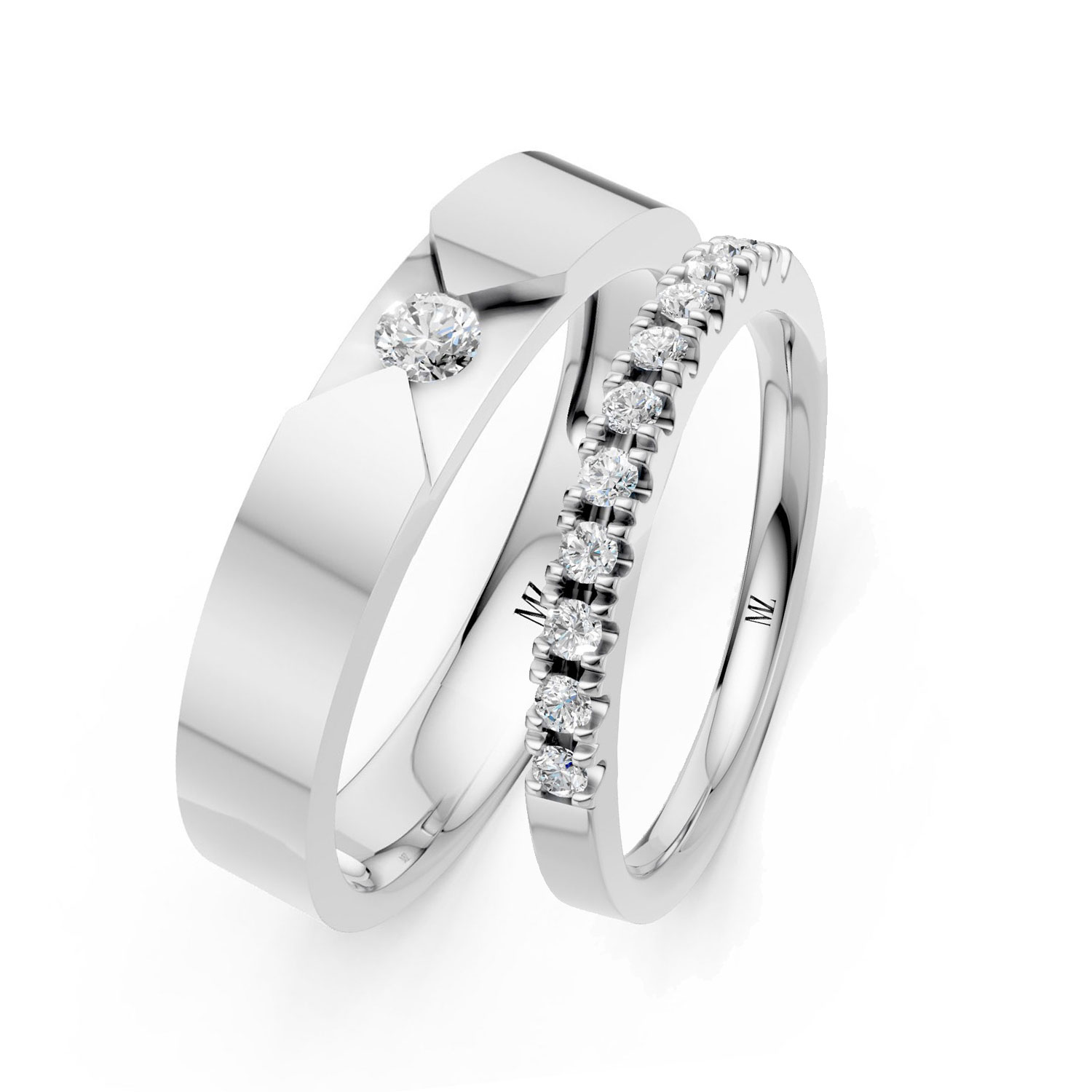 JDR1821-M-JDR1357-1.5-L-KW Cặp Nhẫn Cưới 14K CZ Adam's Promise