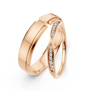 Cặp Nhẫn Cưới 10K CZ Borderline