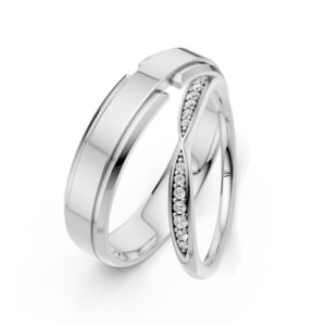 Cặp Nhẫn Cưới 10K CZ Borderline