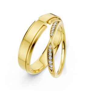 Cặp Nhẫn Cưới 10K CZ Borderline