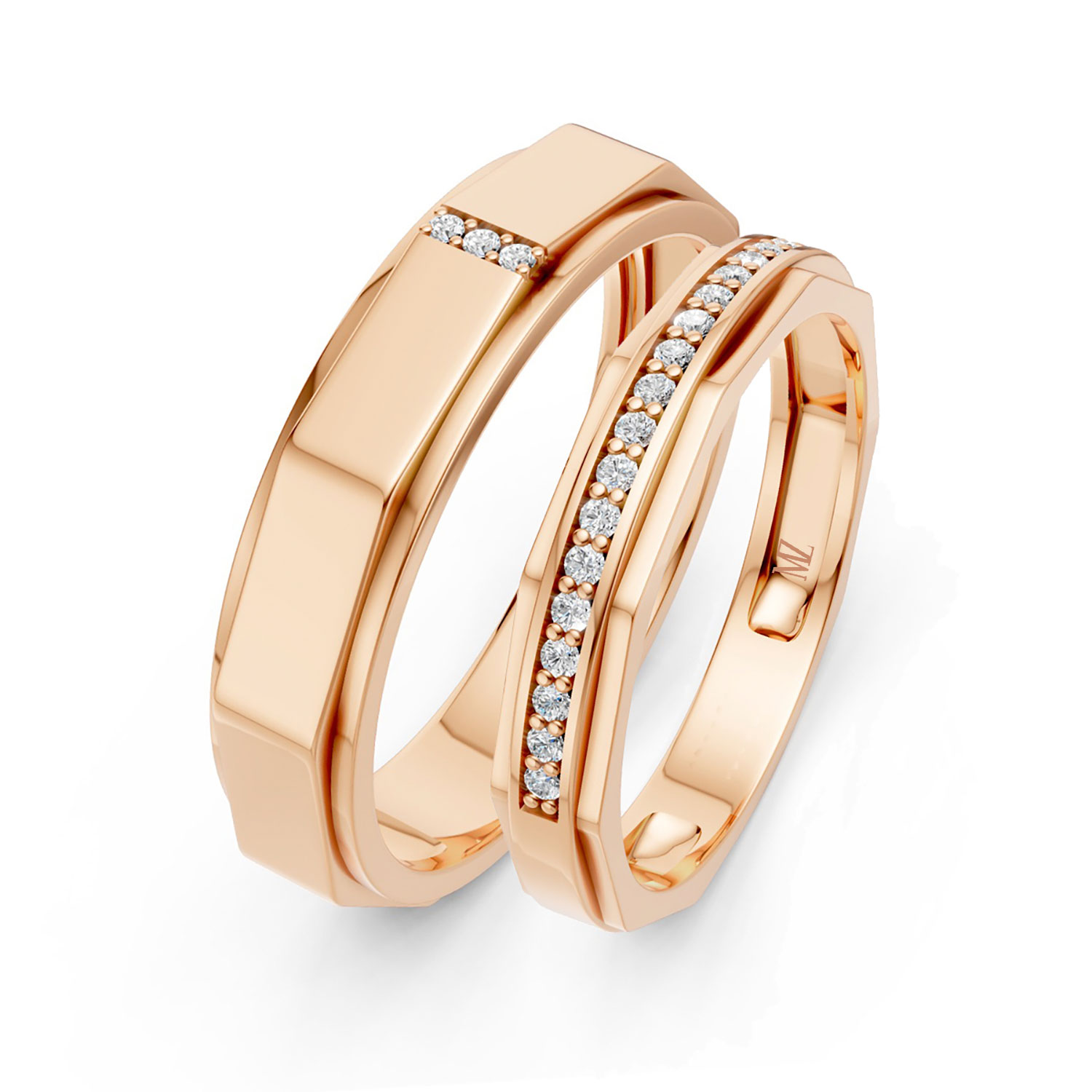 JDR1824-LM-KR Cặp Nhẫn Cưới 14K CZ Big Love