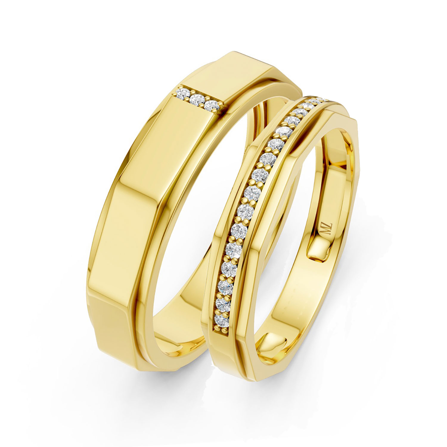 JDR1824-LM-KY Cặp Nhẫn Cưới 14K CZ Big Love
