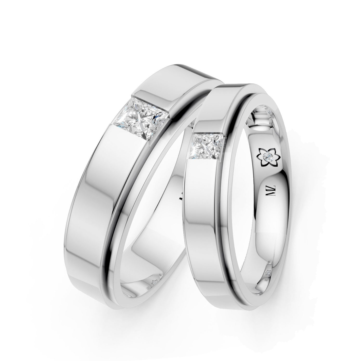 JDR2078-LM-KW Cặp Nhẫn Cưới 18K Kim Cương Cherish Every Moment Together