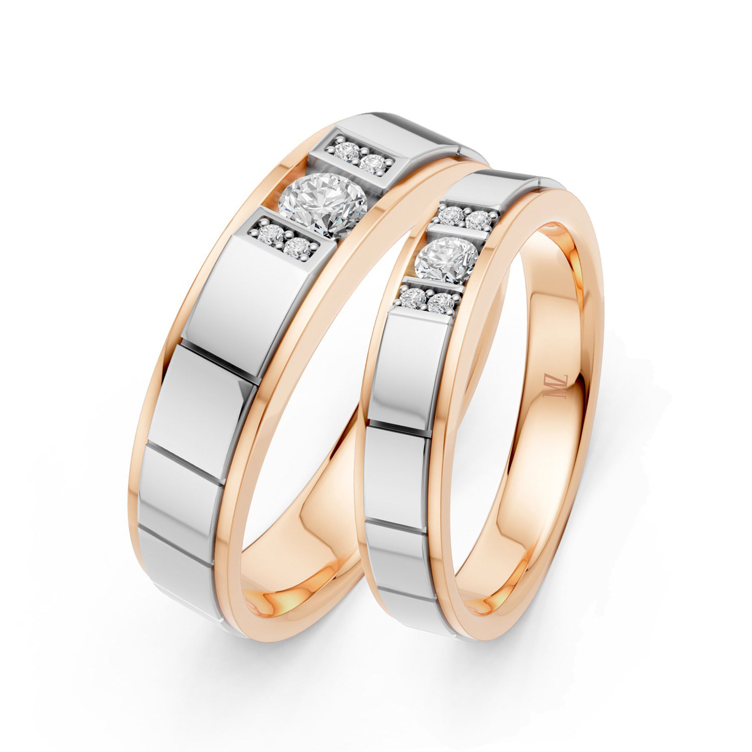 JDR2086-LM-KRW Cặp Nhẫn Cưới 14K Kim Cương Amour Sans Fin