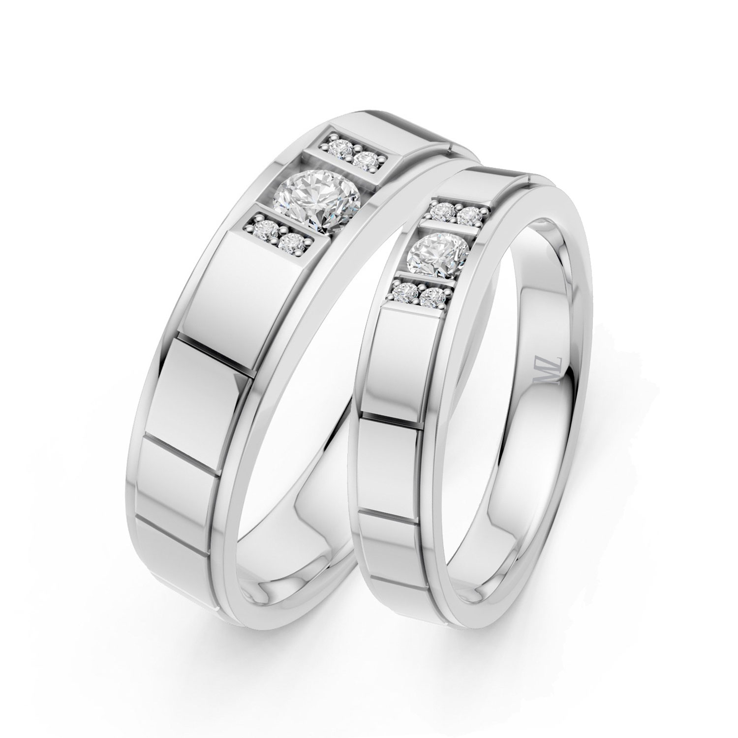 JDR2086-LM-KW Cặp Nhẫn Cưới 14K Kim Cương Amour Sans Fin