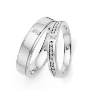 Cặp Nhẫn Cưới 14K Kim Cương Mr. Husband & Mrs. Wife