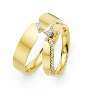 Cặp Nhẫn Cưới 14K Kim Cương The Mars and The Venus