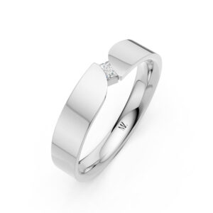Nhẫn Cưới Nam 14K Kim Cương Vàng Trắng The Mars