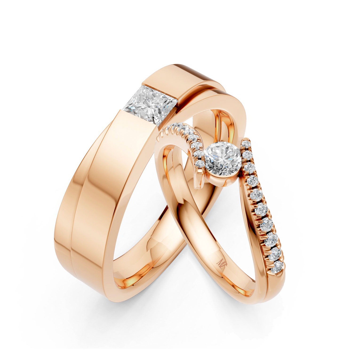 Cặp Nhẫn Cưới 14K CZ Hercules Cặp Nhẫn Cưới 14K CZ Hercules