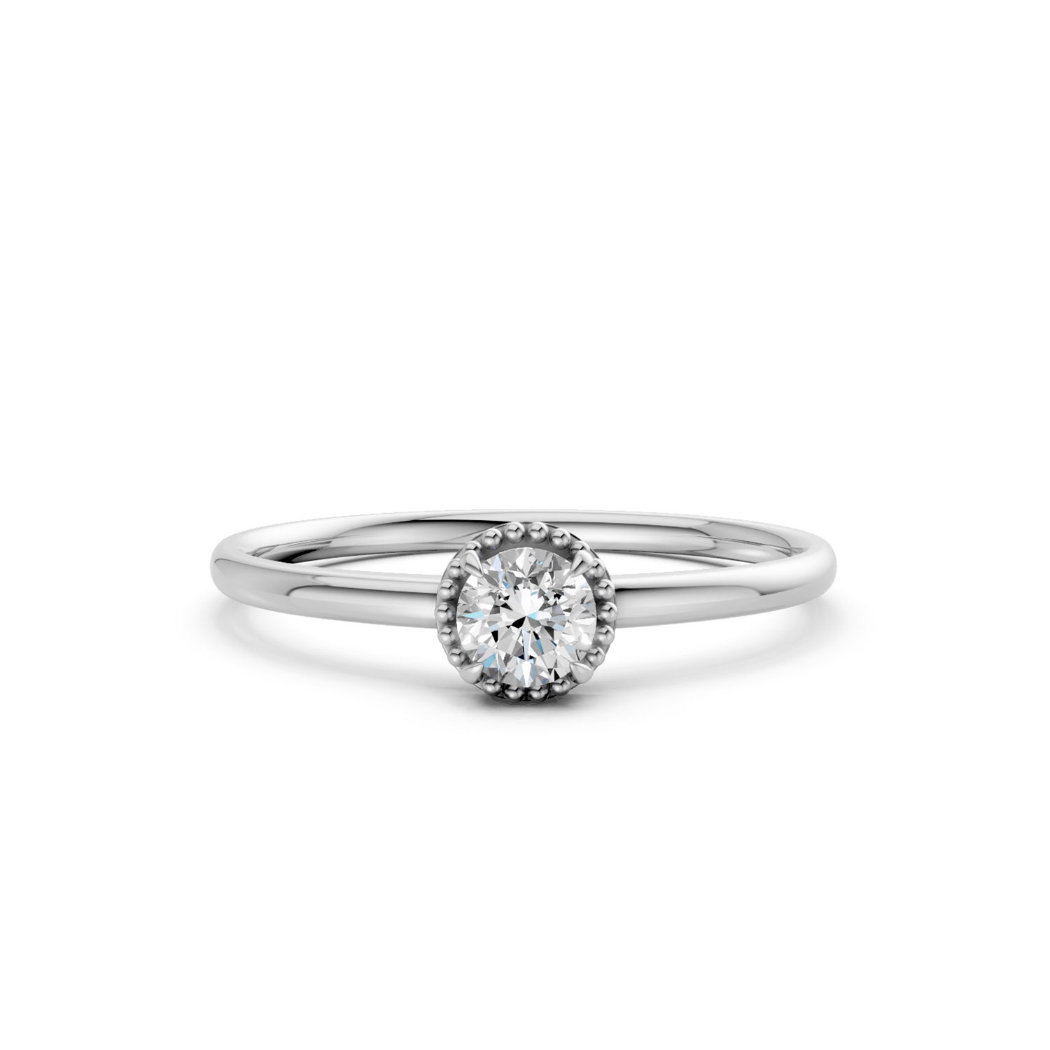 JDR2395A-15-T-KW Nhẫn Cầu Hôn 14K Kim Cương The Duchess of Edinburgh-Slim Design