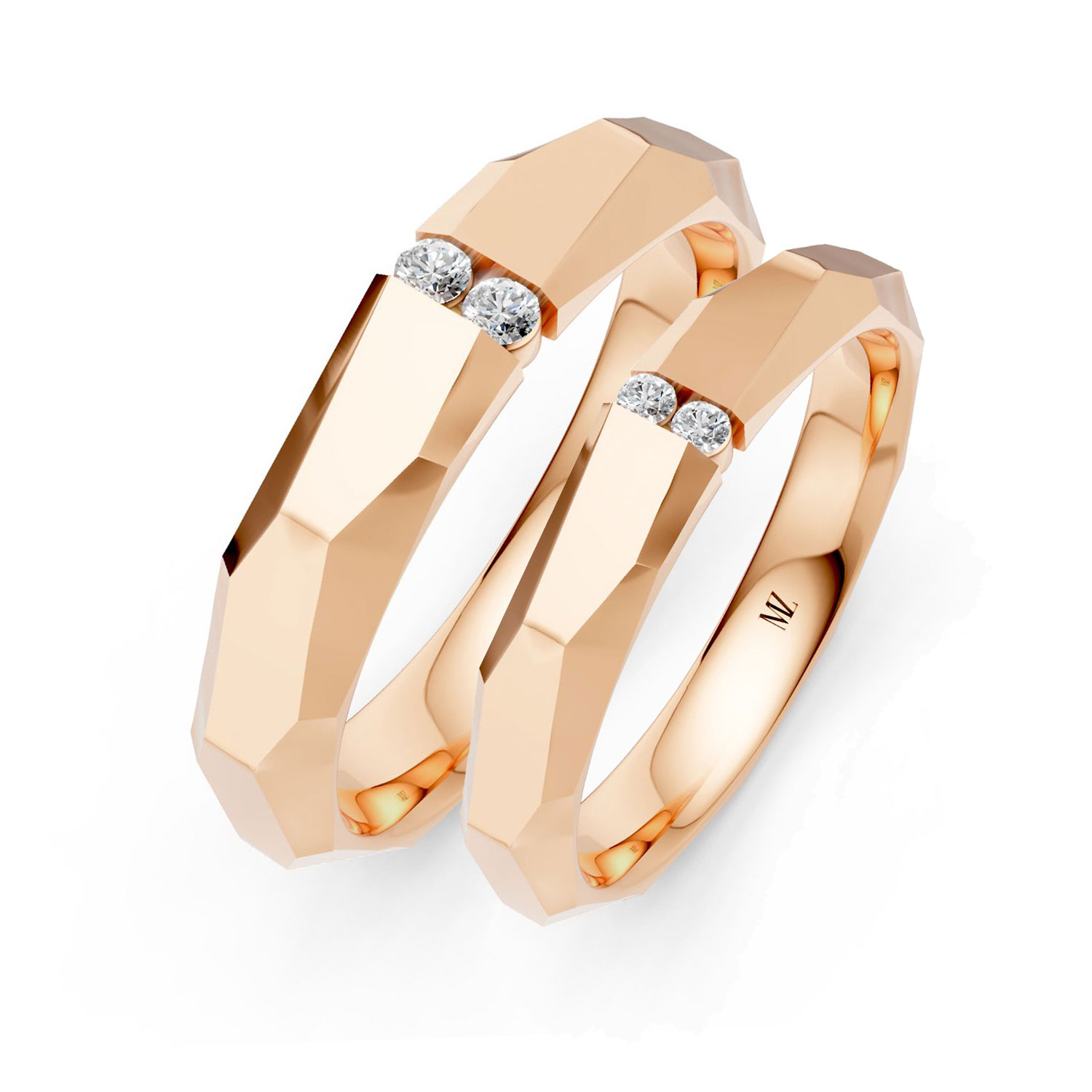 JDR2413-LM-KR Cặp Nhẫn Cưới 14K Kim Cương Freedom
