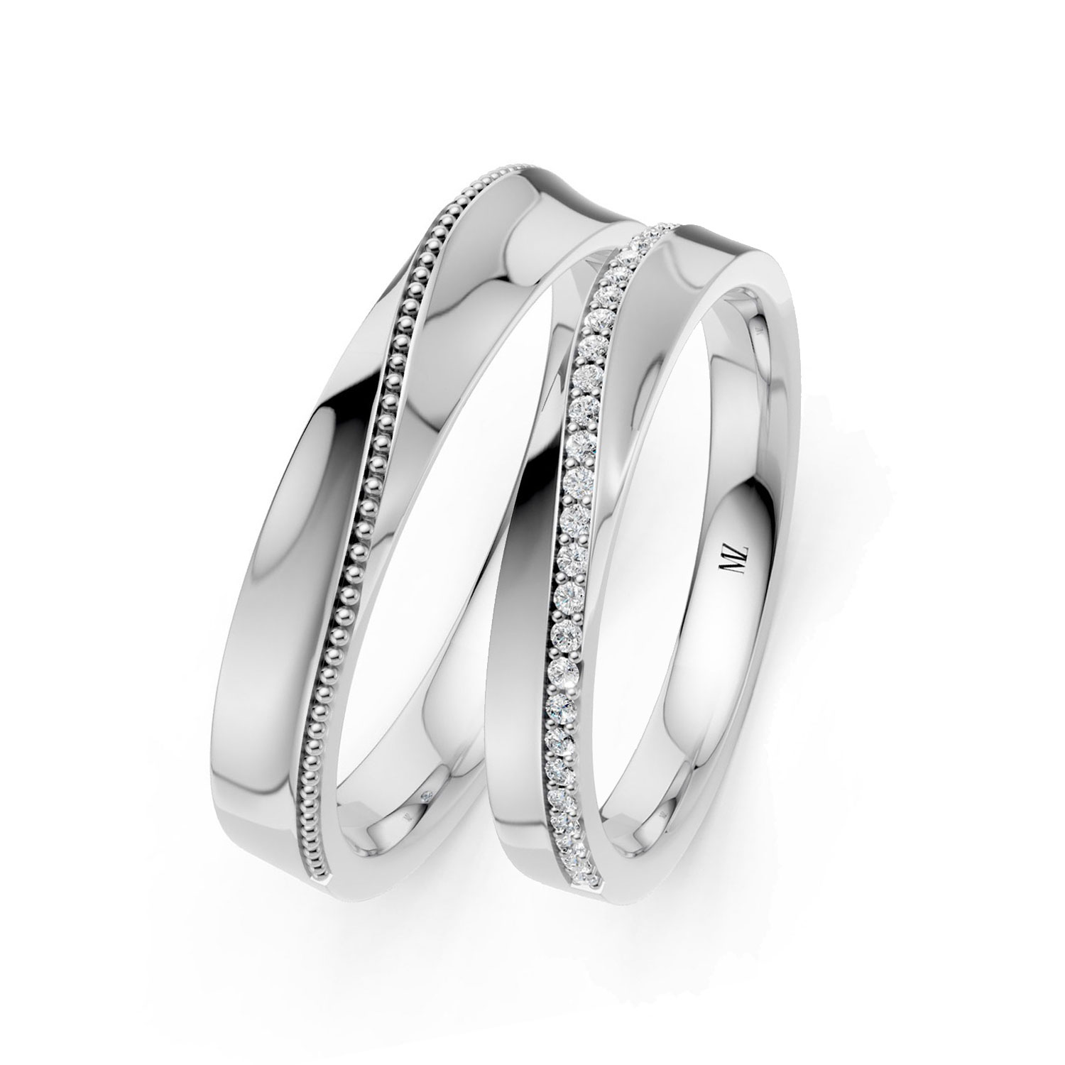 JDR2479-LM-KW Cặp Nhẫn Cưới 14K Kim Cương The Charm