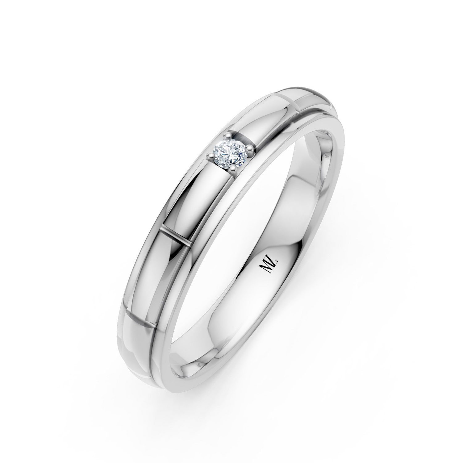 JDR2494-L-P-KW Nhẫn Cưới Nữ 14K Kim Cương Simple Love