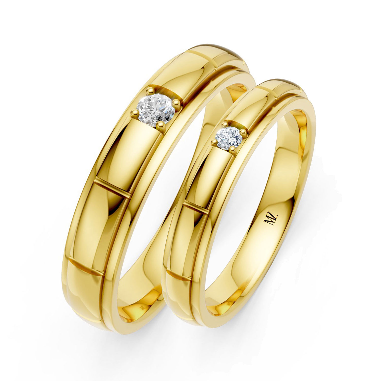 JDR2494-LM-KY Cặp Nhẫn Cưới 14K Kim Cương Simple Love