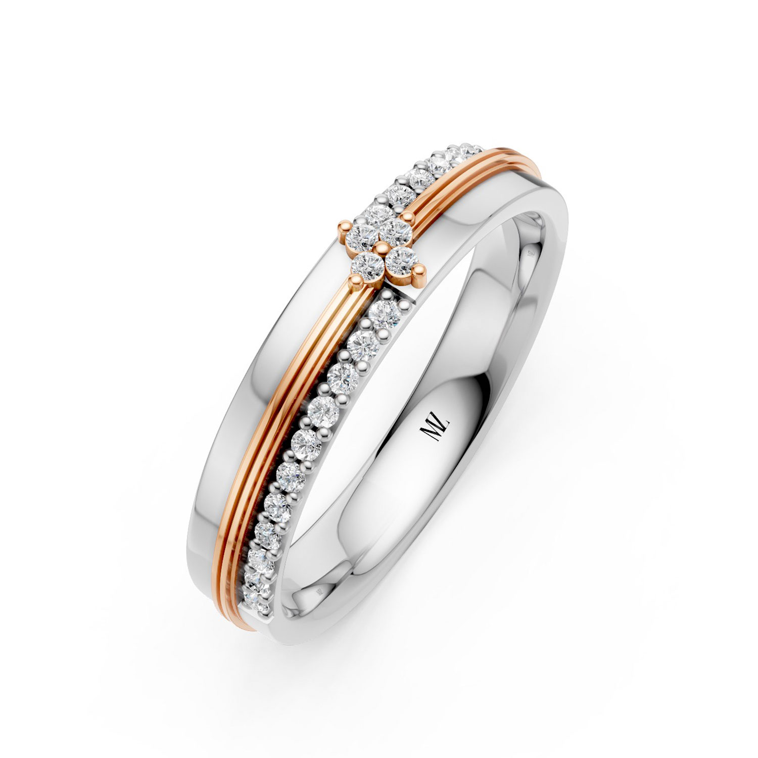 JDR2601-L-P-KRW Nhẫn Cưới Nữ 14K Kim Cương The Marleys