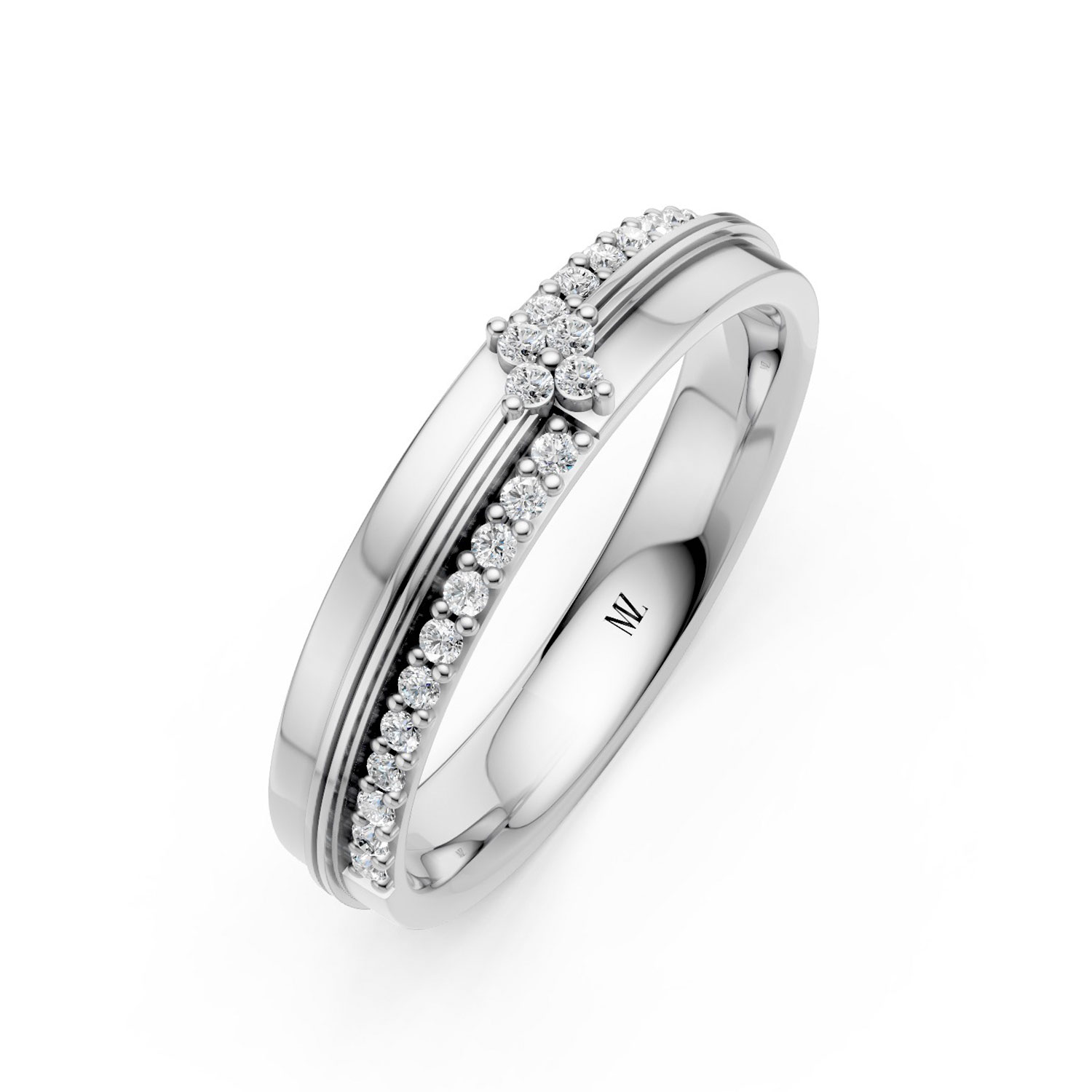 JDR2601-L-P-KW Nhẫn Cưới Nữ 14K Kim Cương The Marleys