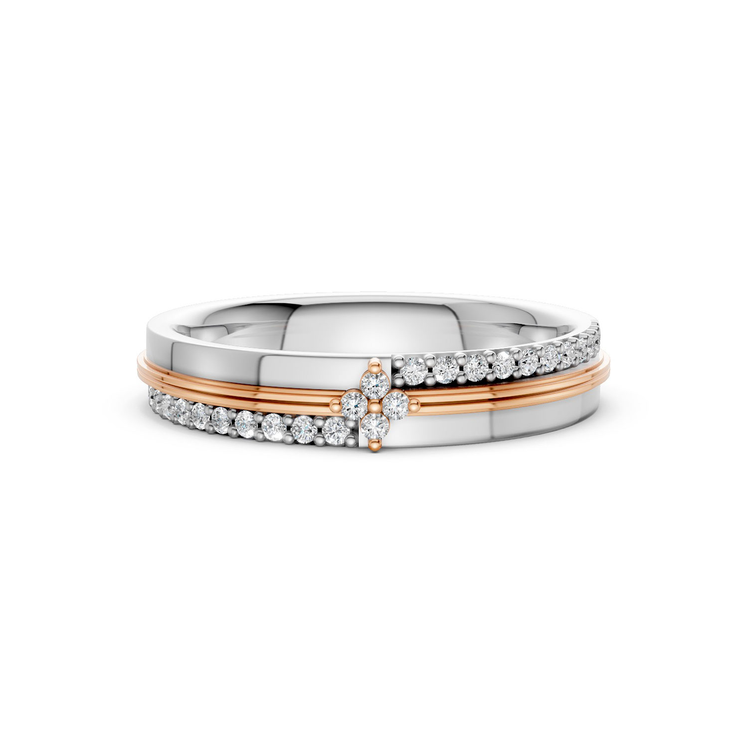 JDR2601-L-T-KRW Nhẫn Cưới Nữ 14K Kim Cương The Marleys