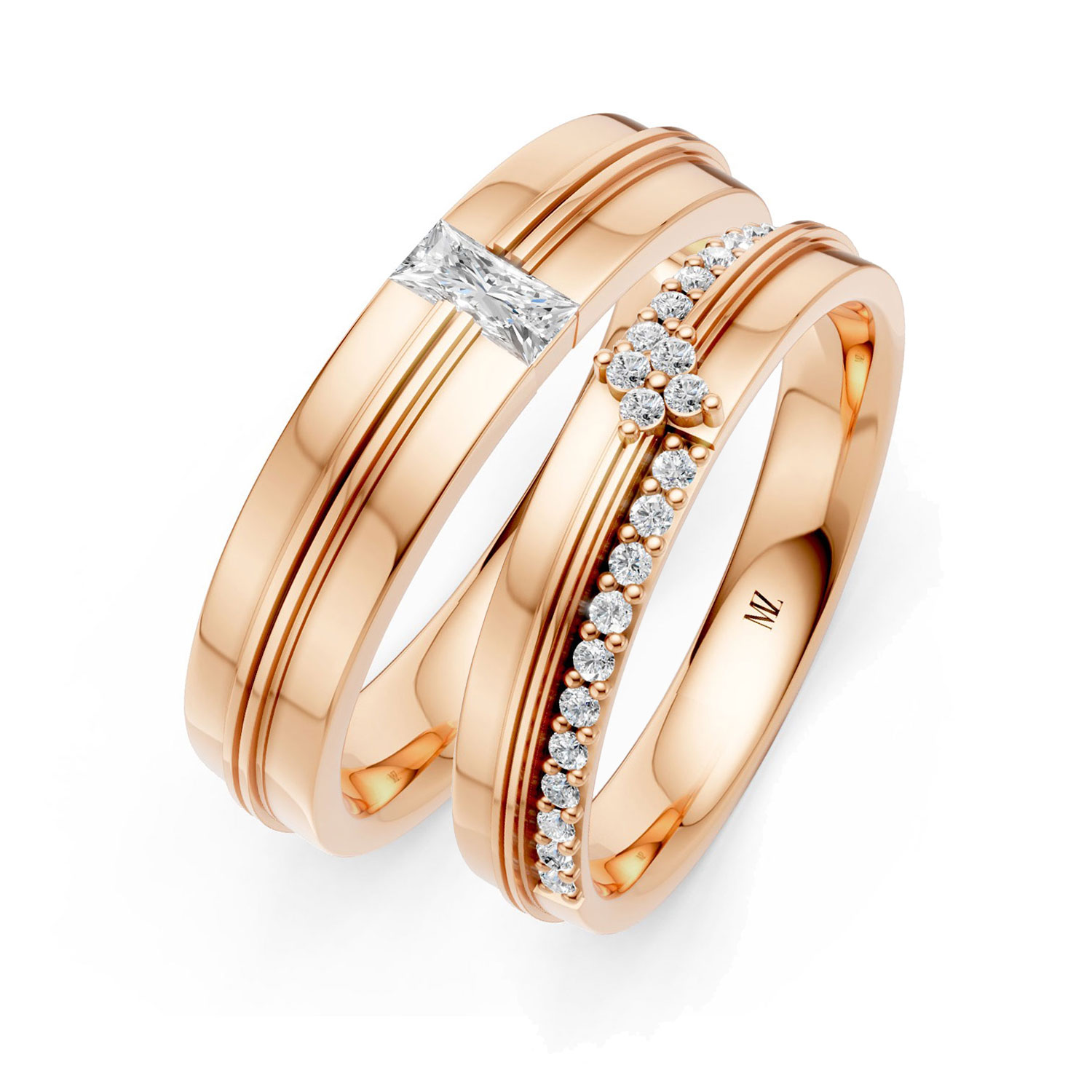 JDR2601-LM-KR Cặp Nhẫn Cưới 14K Kim Cương The Marleys