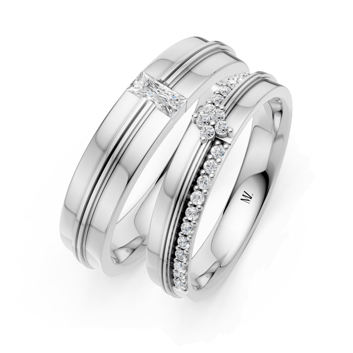 JDR2601-LM-KW Cặp Nhẫn Cưới 14K Kim Cương The Marleys