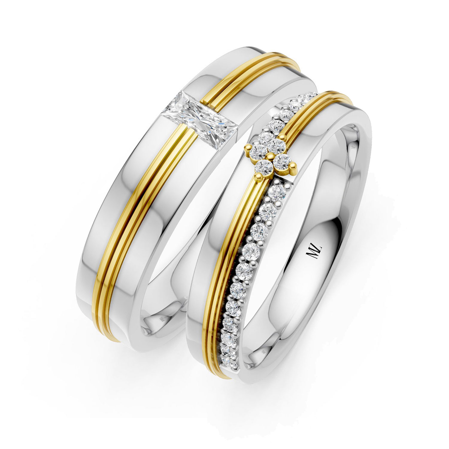 JDR2601-LM-KYW Cặp Nhẫn Cưới 14K Kim Cương The Marleys