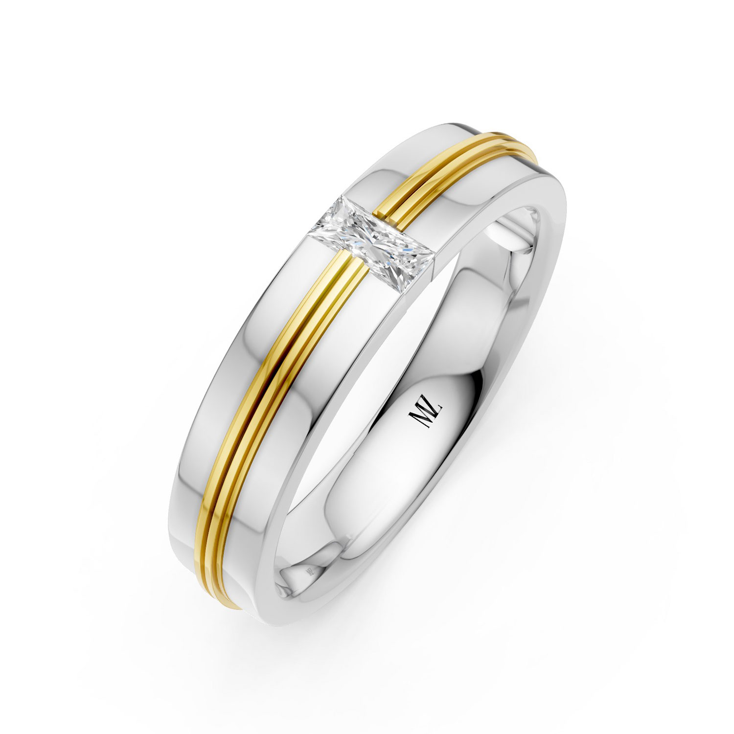 JDR2601-M-P-KYW Nhẫn Cưới Nam 18K Kim Cương The Marleys