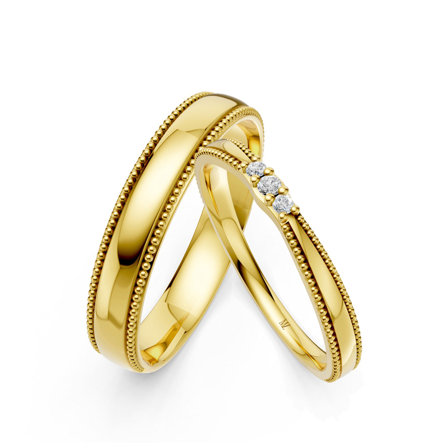 Cặp Nhẫn Cưới 10K CZ The Mikels-Solid Band Cặp Nhẫn Cưới 10K CZ The Mikels-Solid Band