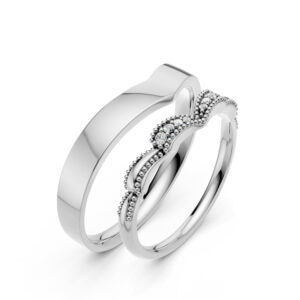 Cặp Nhẫn Cưới 10K CZ The Lexuses-Solid Band