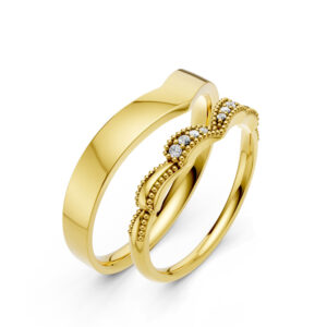 Cặp Nhẫn Cưới 10K CZ The Lexuses-Solid Band