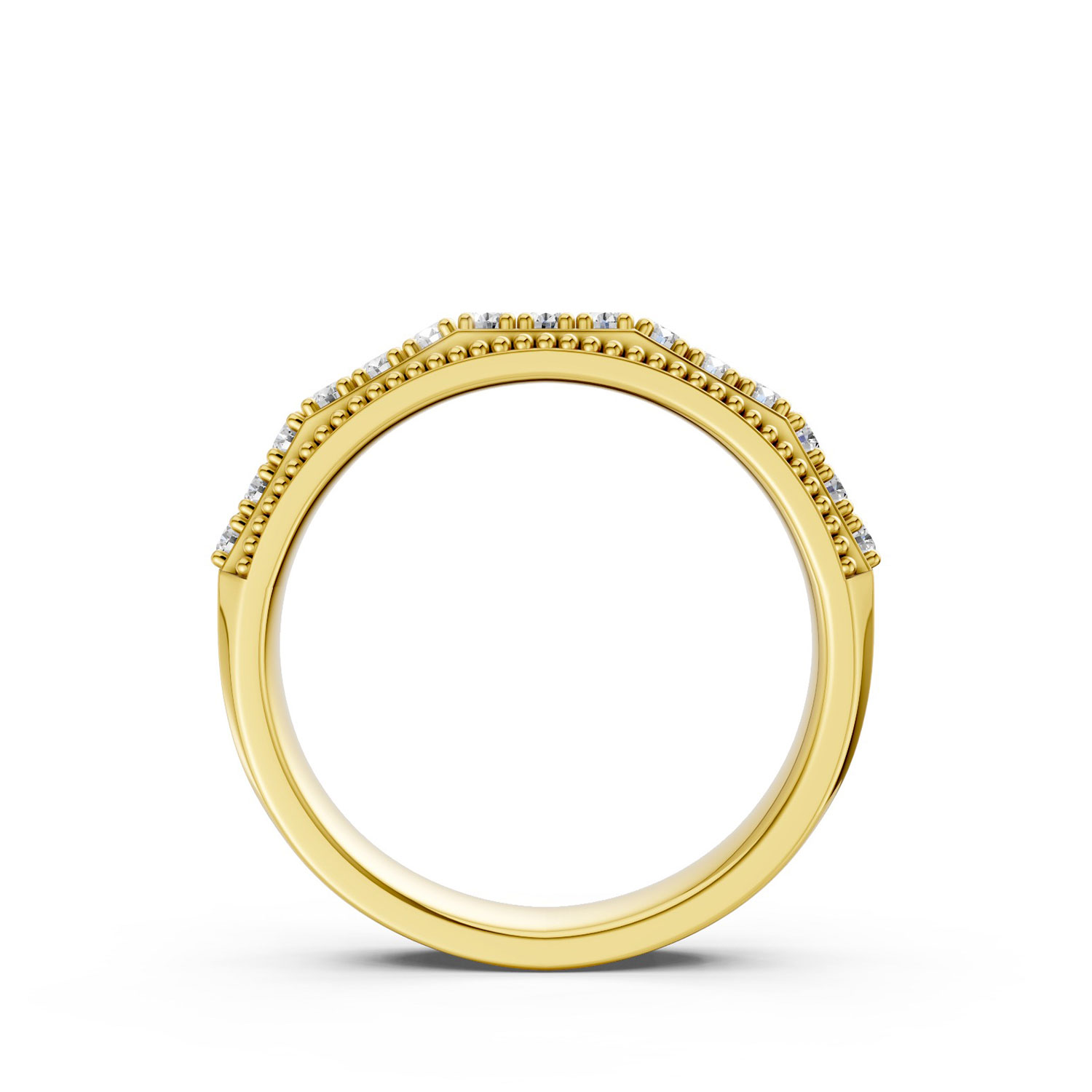 JDR2652B-L-F-KY Nhẫn Cưới Nữ 14K CZ Caro