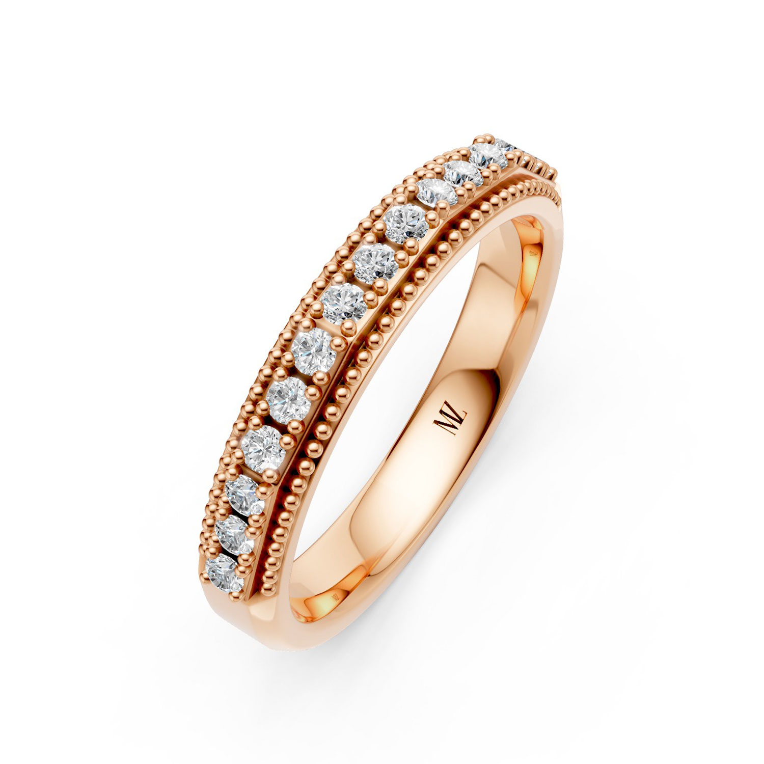JDR2652B-L-P-KR Nhẫn Cưới Nữ 14K CZ Caro
