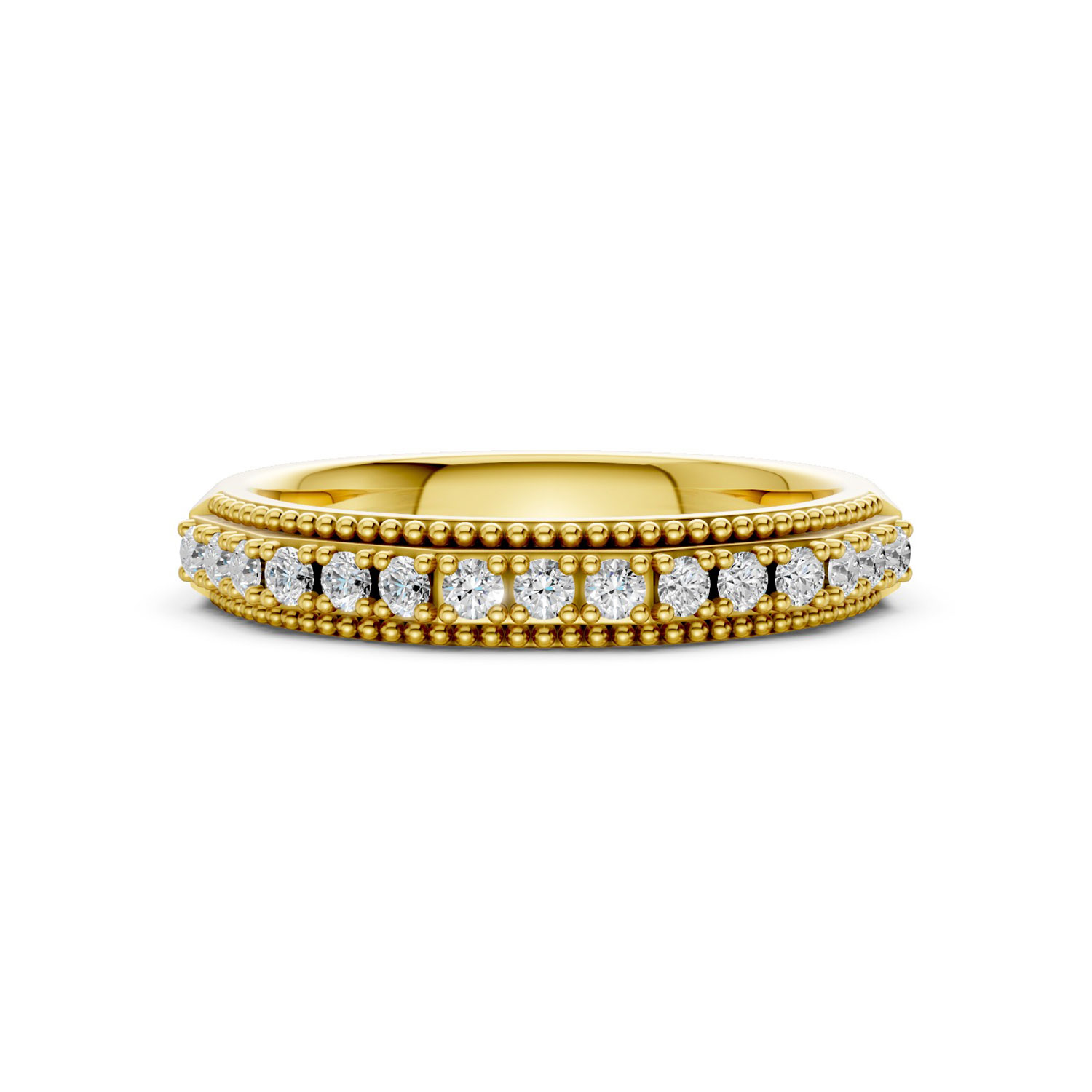 JDR2652B-L-T-KY Nhẫn Cưới Nữ 14K CZ Caro