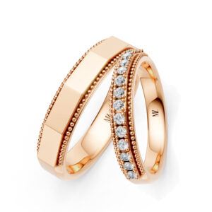 Cặp Nhẫn Cưới 14K Kim Cương Caro