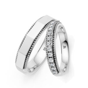 Cặp Nhẫn Cưới 14K Kim Cương Caro