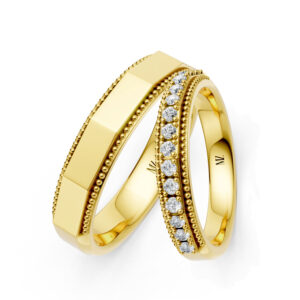 Cặp Nhẫn Cưới 14K Kim Cương Caro