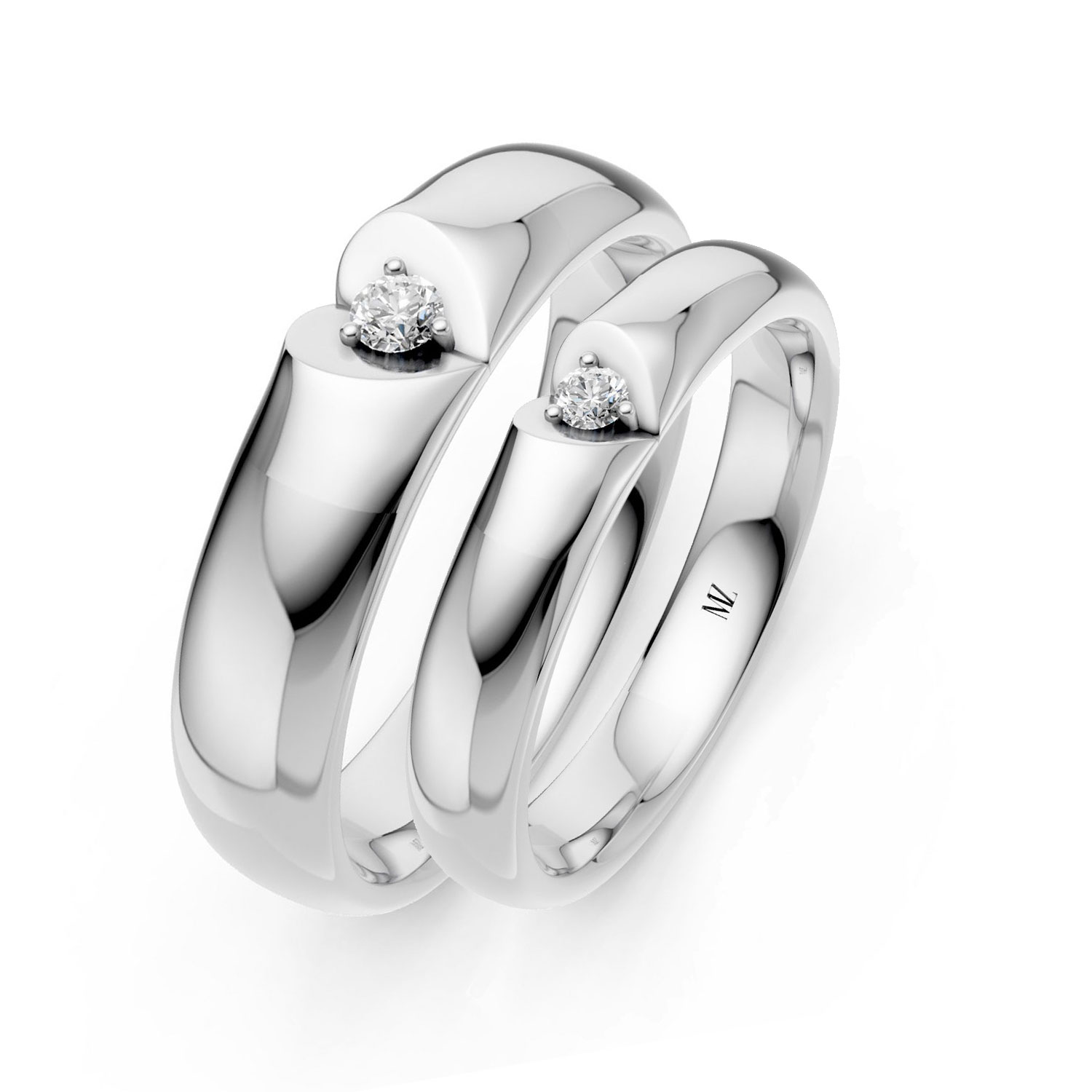 JDR2654-LM-KW Cặp Nhẫn Cưới 14K CZ Tender Love