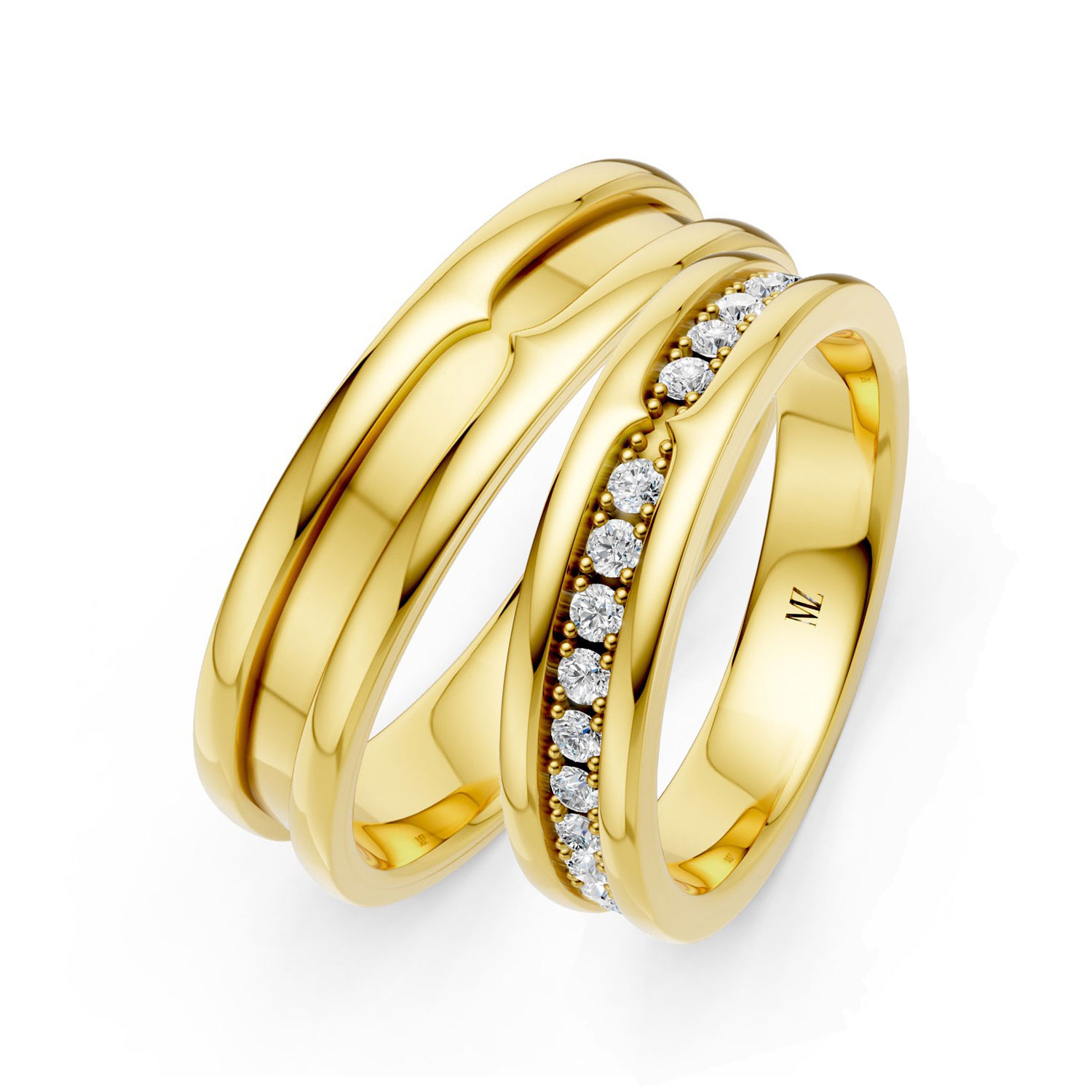 JDR2660A-M-JDR2660-L-KY Cặp Nhẫn Cưới 10K CZ Esmeralda