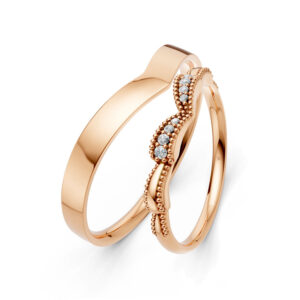 Cặp Nhẫn Cưới 14K CZ Twisted Love