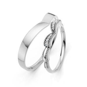 Cặp Nhẫn Cưới 14K CZ Twisted Love