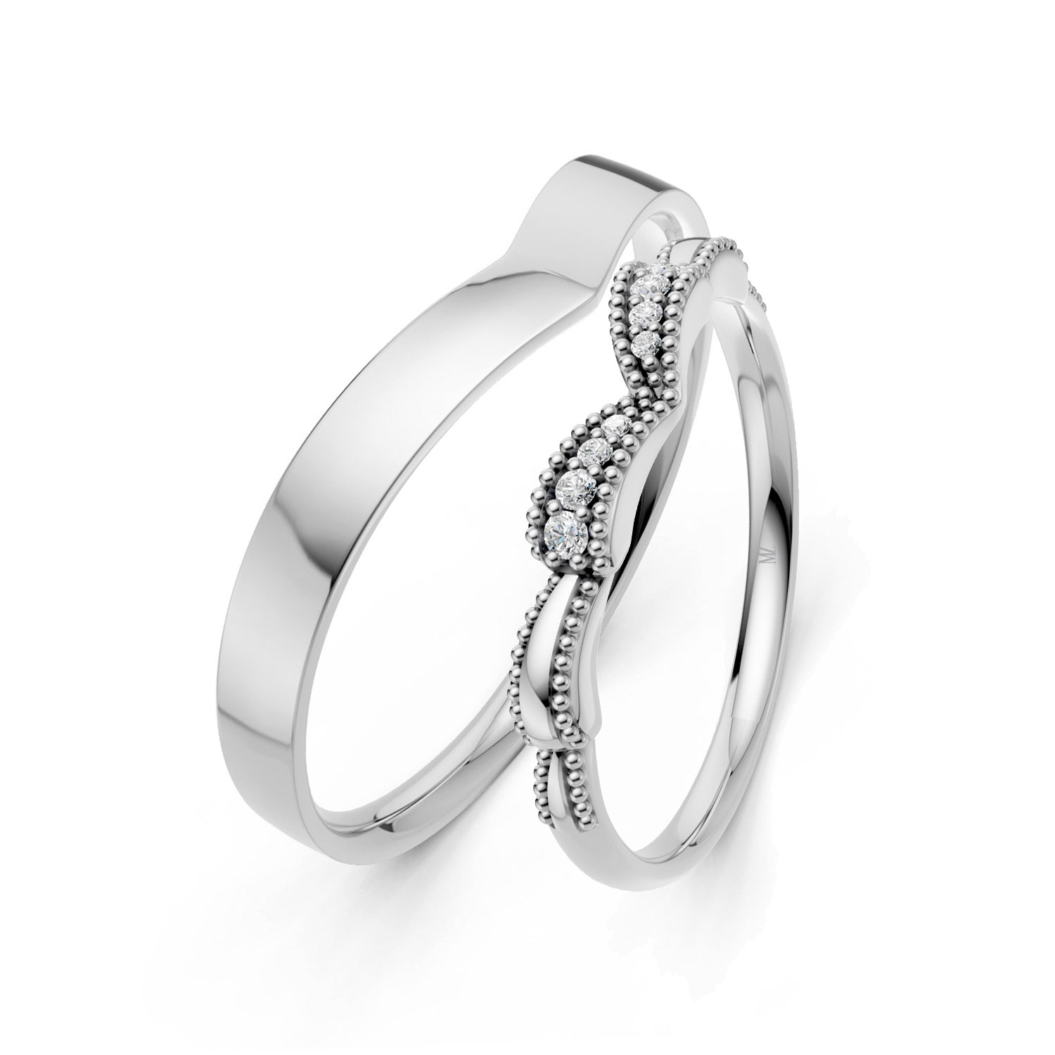 Cặp Nhẫn Cưới 14K CZ Twisted Love Cặp Nhẫn Cưới 14K CZ Twisted Love