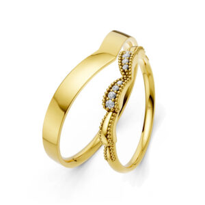 Cặp Nhẫn Cưới 14K CZ Twisted Love