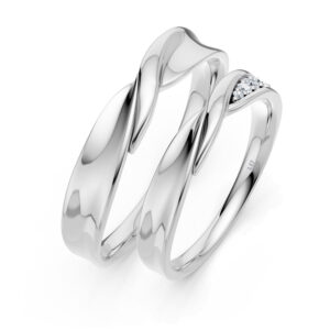 Cặp Nhẫn Cưới 14K CZ Sizzet-Slim Design