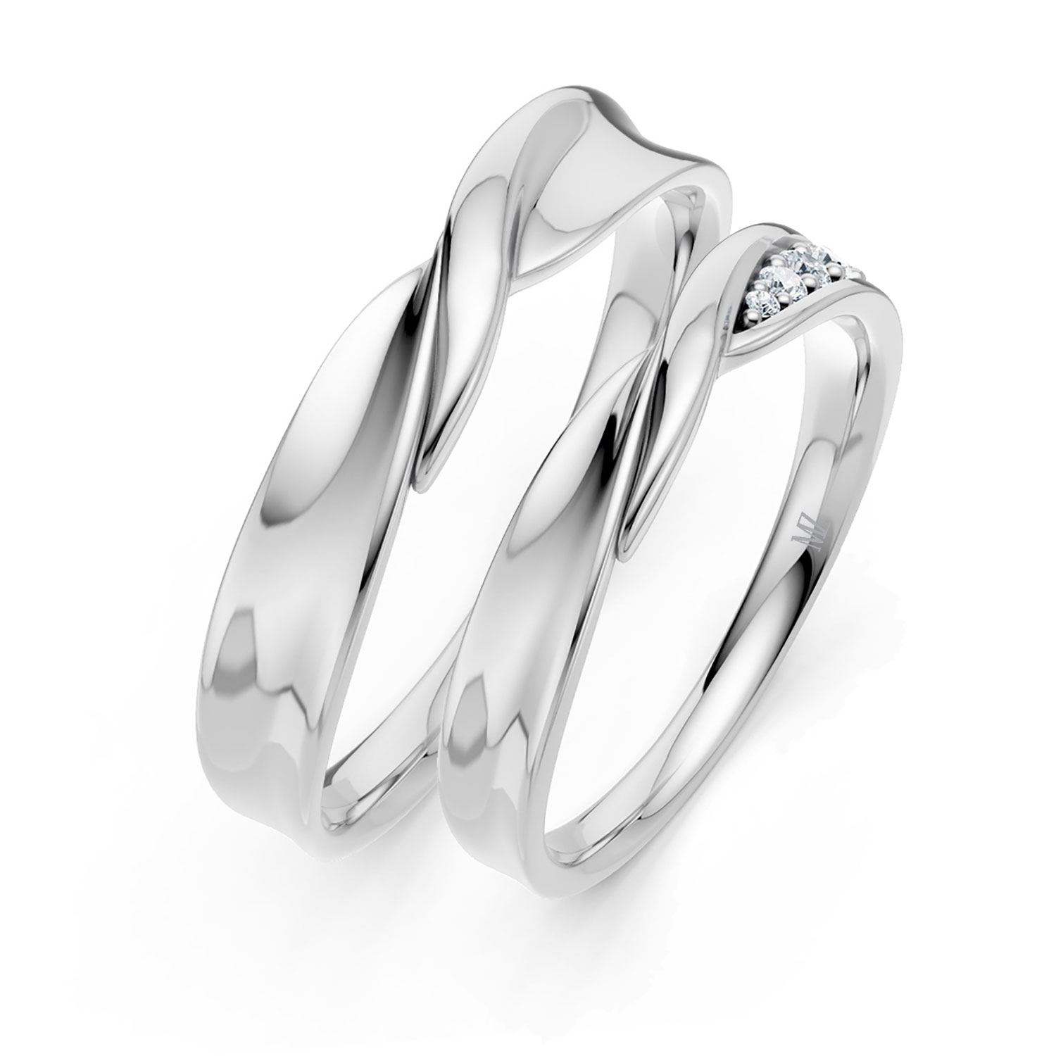 Cặp Nhẫn Cưới 14K CZ Sizzet-Slim Design Cặp Nhẫn Cưới 14K CZ Sizzet-Slim Design