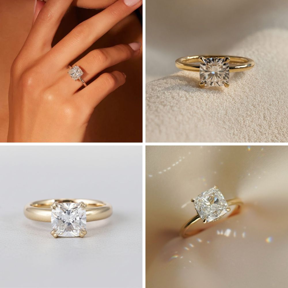 Nhẫn Cushion Solitaire tối giản