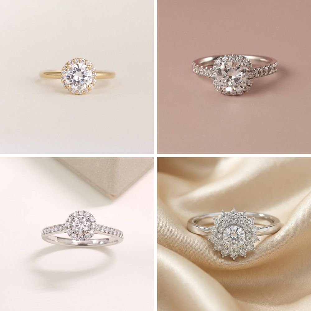 Nhẫn Moissanite Halo