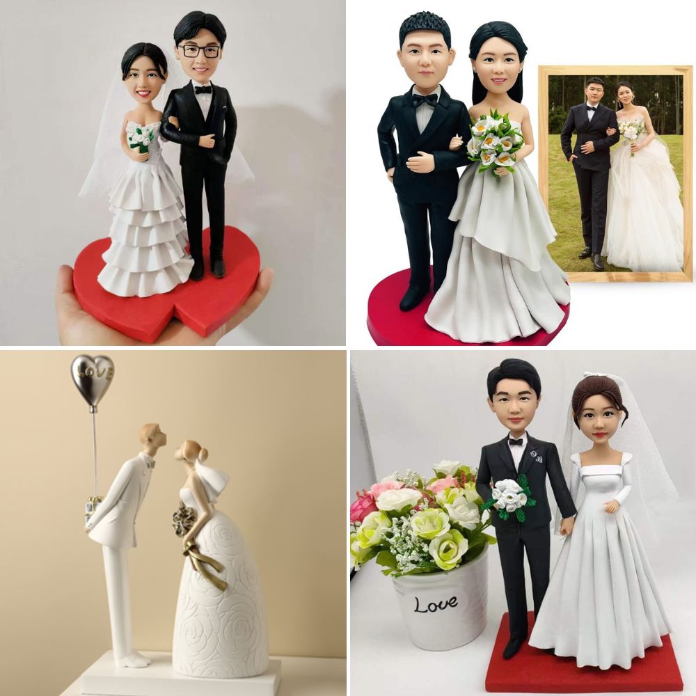 Mô hình 3D chân dung cô dâu chú rể phiên bản hài hước