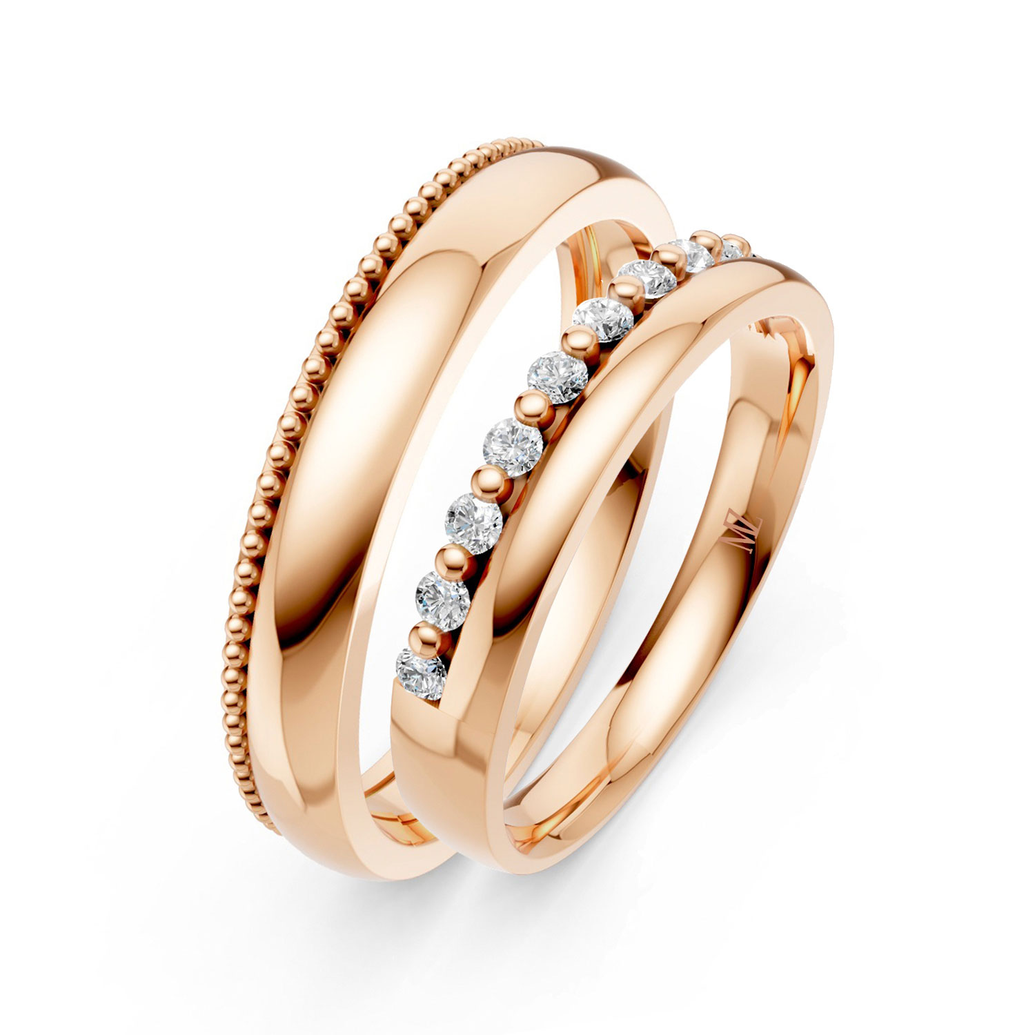 RP15080-LM-KR Cặp Nhẫn Cưới 14K CZ Be Together