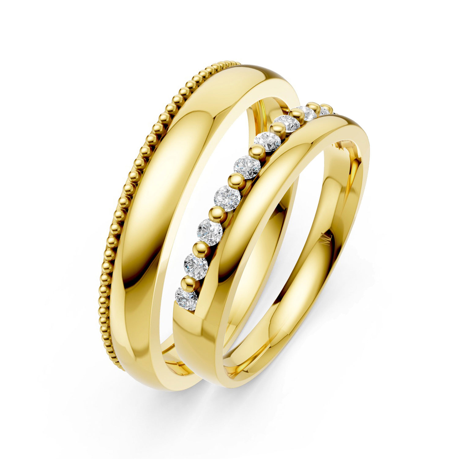RP15080-LM-KY Cặp Nhẫn Cưới 14K CZ Be Together