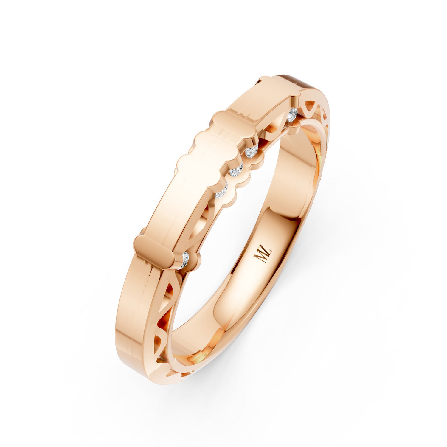RP17130-L-P-KR Nhẫn Cưới Nữ 14K Kim Cương Chickadee