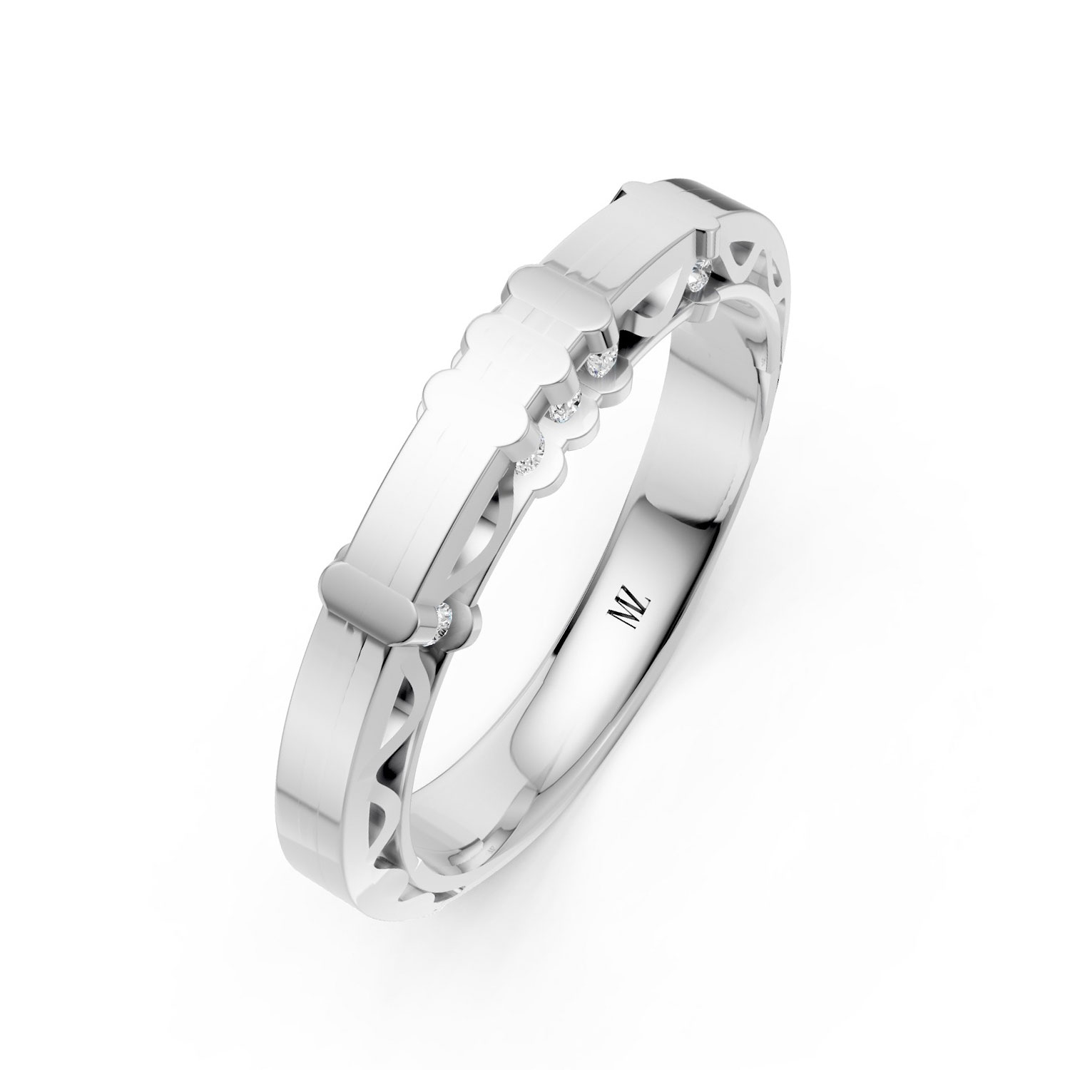 RP17130-L-P-KW Nhẫn Cưới Nữ 14K Kim Cương Chickadee
